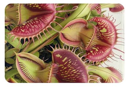 Paillasson antidérapant imprimé plante carnivore 61 x 40,6 cm – Flanelle absorbante pour la maison et le bureau