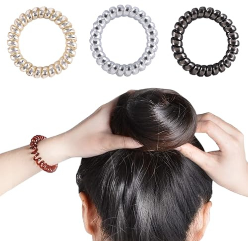 8 Pcs Spiral Hair Ties, MultiColor Hair Elastic Bands, No Crease Phone Cord Hair Bobbles, Plastic Hair Coil Bands, Spiral Ponytail Holder Hair Bands for Women Girls