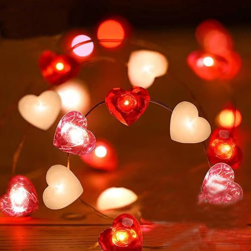 Copbopwn Heart Lights Red Fairy Lights 2m 20 LED Fairy String Lights Heart Fairy Lights Battery Operated Valentines Lights Hearts String Lights for Wedding Valentine Bedroom Mantel Table Tree