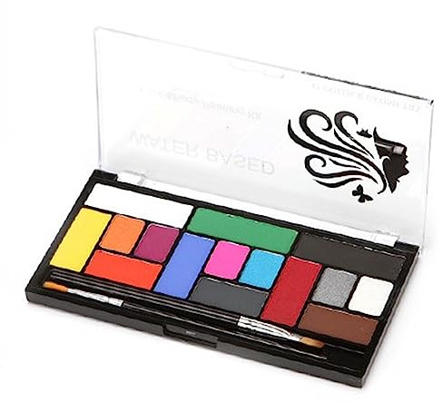 Dioche 15 Colors Water Based Makeup Palette, Professional Face Body Painting Palette with Quick Dry, for Halloween Bride Styling Performance Teaching