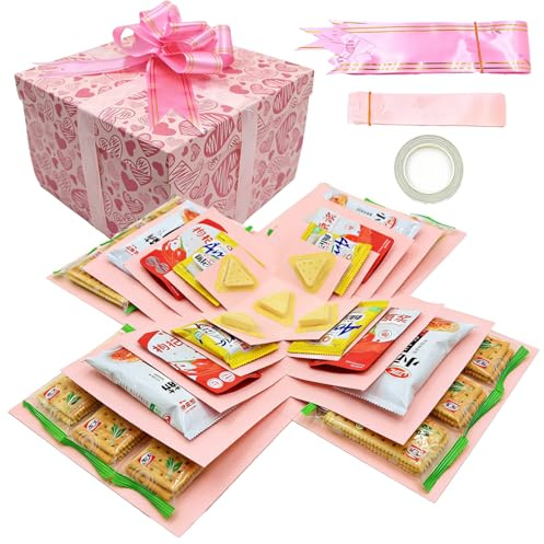 ZHLIMY Scatola regalo esplosiva scatola a sorpresa compleanno Surprise Explosion Box semplice esplosione scatola regalo a sorpresa per Natale, anniversario, San Valentino, regalo di nozze, cuore rosa