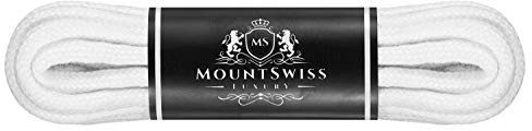 Mount Swiss Luxury skosnören runda ø 3–4 mm I 1 par slitstarka premiumskosnören av 100 % bomull idealiska för sneakers, sportskor, fritidsskor, läderskor, UVM I Shoelaces längder 45–200 cm, Vit, 110