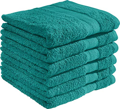 REDBEST Handtuchset, Frottierset 6er-Pack Chicago smaragdgrün Größe 50x100 cm - saugstark, strapazierfähig, ideal für Reisen, Sport (weitere Farben)
