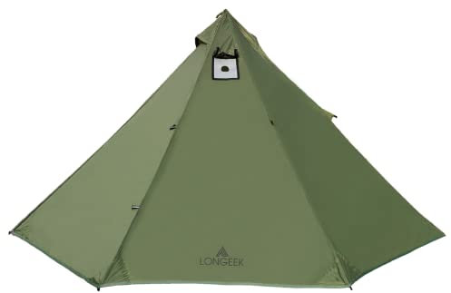 Longeek Tente de Camping 2 Personnes Imperméable avec Trou Poêle à Bois 4 Saisons Tipi (320GPro-2person)