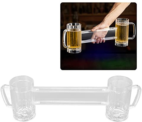 LIZEALUCKY Jarra de cerveza de 430ml, vaso de cerveza doble unido, copa de cerveza acrílica para Bar KTV