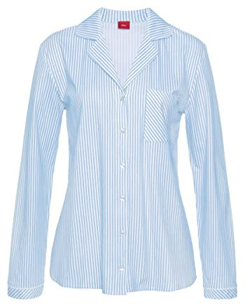 s.Oliver Damen Ak-148-45 Pyjamaoberteil, Blau Gestreift, 36-38 EU