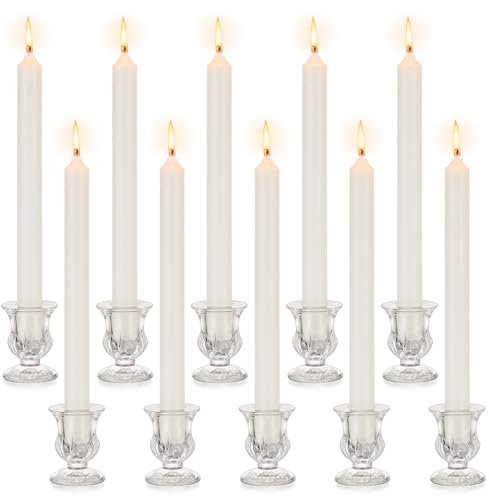 Inweder Portacandele in Vetro Candeliere Moderno: Set di 10 pezzi Porta Candele Conici Portalumini Trasparenti Piccolo Portacandele Sfuso per Matrimonio Natale Evento Decorazioni per la casa