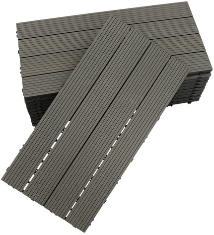 Holz-Kunststoff-Terrassenfliesen, Holz-Kunststoff-Balkonfliesen,30 x 60 cm 11PCS Holz-Kunststoff-Fugenböden
