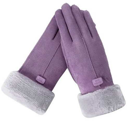KATIAK Guanti da donna Inverno Femminile Cashmere Caldo Guanti Ciclismo Doppio Spessore Guanti Touch Screen-Viola