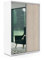 B&M Furniture Kleiderschrank mit Spiegel und Schiebetüren - mit Einlegeböden und Kleiderstange - für Garderobe, Schlafzimmer - Modern - mit Lamellen - Weiß und Eiche-Imitat - 200 cm B, 215 cm H