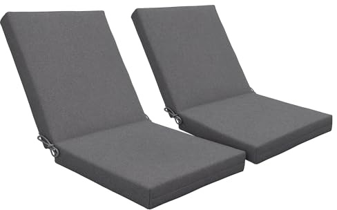 Outsunny Lot de 2 Coussins d'extérieur pour Fauteuil Chaise à Dossier avec Attaches Rembourrage 8 cm, dim. 112L x 51l cm, Gris foncé