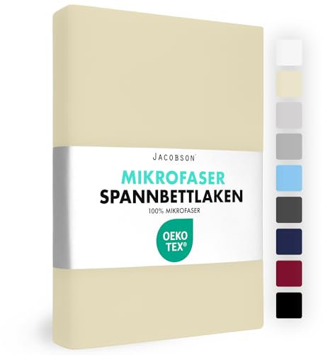 JACOBSON Spannbettlaken 140x200-160x200cm, Premium Mikrofaser Spannbetttuch 160g/m², Bettlaken (140x200cm - 160x200cm, Natur)