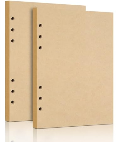 A5 Refill Paper, 2 Pack 6 Hole Unlined Blank Kraft Paper | 100GSM Thick Refillable Paper,Inserts Loose Leaf Paper,for A5 Size 6 Ring Binder Journal Notebook,160 Sheets (320 Pages)
