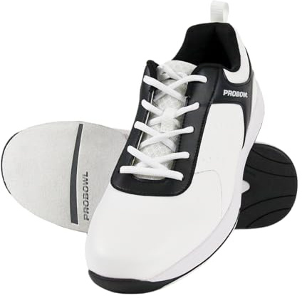 EMAX | Scarpe da bowling Uomo | Pro Bowl - Amuza | Bianca Nero | Scarpe da bowling per adulti, bianco nero, 44.5 EU