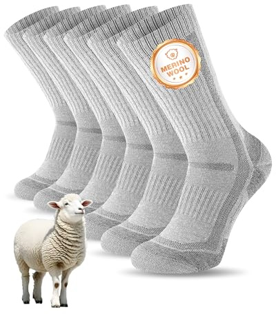 SockWaddles Merino Vandringsstrumpor Dam och Herr, 3 Par | 50% merinoull med fuktreglering, vadderad sula och elastiskt hålfotsband; för vandring, löpning och arbete