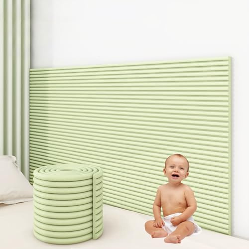 3D Anti-Collision Wall Padding for Kids with Autism - Peel and Stick Headboard Upholstered Wall Panels, Padded Decor Wall Panels for Playroom/Bedroom/Nursery, Wall Cushion Stickers(Dark green,7.9 x 78
