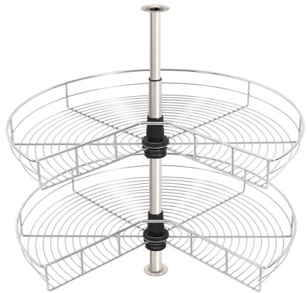 OMGGYER 2 våningar karusell hörnskåp roterande beslag, 270° vridbar höjdjusterbar kryddhylla roterande hyllor för låda, Ø 700 mm köksskåp arrangör för hörnskåp med bredd 800 mm
