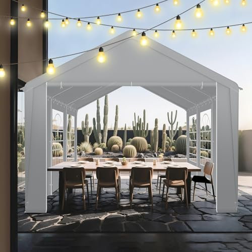 LZQ Pavillon 3x6 Meter mit Dachplane aus 170g/m² PE & Seitenteilen mit Fenster, Gartenzelt Partyzelt 3x6 m aus Verzinktem Stahl,UV-Schutz, als Pergola oder Party Zelt, Luxus Hochzeitszelt Grau