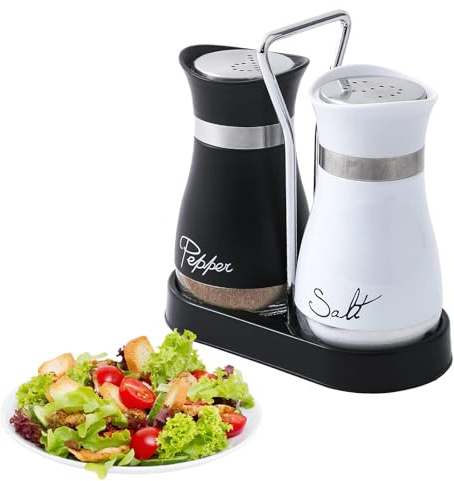 CHSEROK Sale e Pepe Set, Porta Sale Agitatore di Spezie 120 ml, Saliera e Pepiera, in Vetro e Acciaio Inossidabile, per Uso Domestico, Ristorante e Campeggio