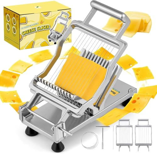 Huanyu Affettatrice commerciale per formaggio con tagliere da 1 e 2 cm Taglierina per formaggio in acciaio inox con filo