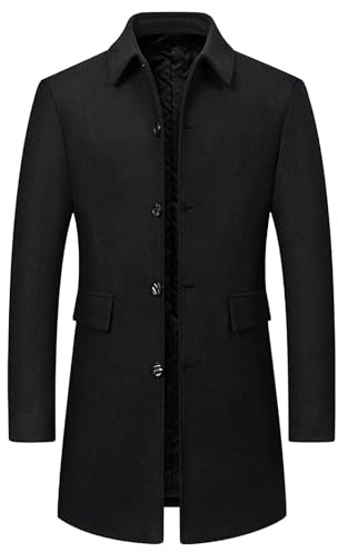 Manteau homme en laine mélangée, caban d'hiver classique et élégant, veste longue chaude avec poches