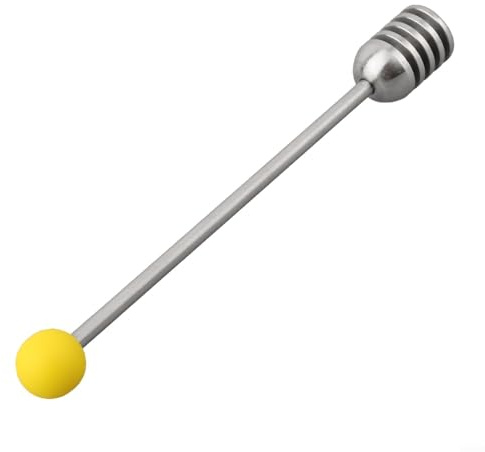Honseadek Cuchara para miel, material de acero inoxidable 304, diseño ranurado de 6.3 pulgadas para lloviznar, ideal para miel, café, cócteles y panqueques (amarillo)