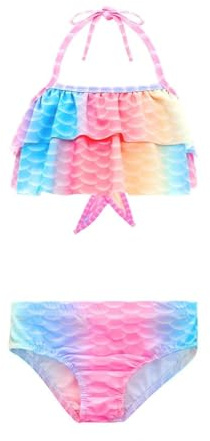 Lito Angels Girls Fish Scale Ruffle Bikini, Age 4-5 Years Multicoloured