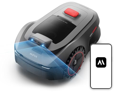 MOVA 250 Robot Tagliaerba Senza Filo Perimetrale, Consigliato 250m², Mappatura con Assistenza IA, Percorso a U, Rilev Ostacoli Dual Vision, Taglio Bordi Ottimizzato, Terreni Complessi,Ctrl da App