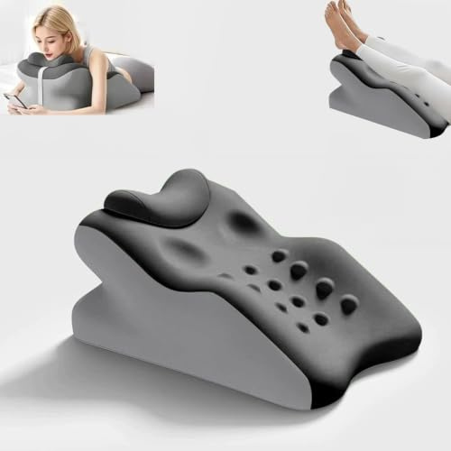 Chiziyixin Bed Wedge Pillow, Ergonomic Triangle Wedge Cushion with Headrest, Leg Elevation Pillow for Sleeping, Sleep Apnea, Acid Reflux, Snoring, Back Pain Relief, Upright Reading Cushion (Grey)