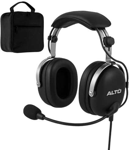 Alto - Casque de Pilote Aviation Générale – Micro Anti-Bruit, Léger, Résistant, avec Étui de Transport