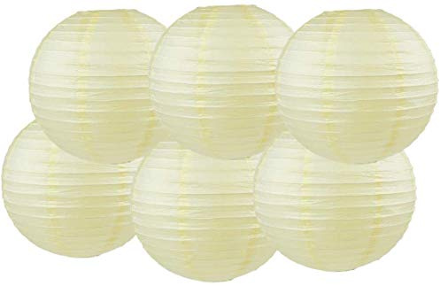 Paper Lanterns Mix Color Packs of 6 Round Paper Lanterns Lampshade Party Decorations (All Ivory/Cream, 18 (45 Cm))