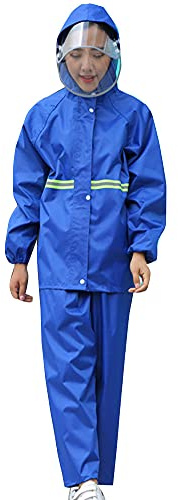 YOUCAI Uomo Donna Alta visibilità Tuta Antipioggia da Lavoro Completo Set impermeabile riflettente Abbigliamento antipioggia Giacca con cappuccio e pantaloni per escursionismo pesca all'aperto