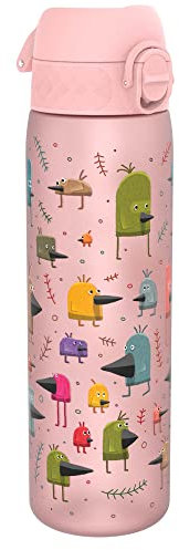 ion8 Trinkflasche, 500 ml, Auslaufsicher, Einhandöffnung, Sichere Verriegelung, Spülmaschinenfest, BPA-frei, Tragegriff, Klappdeckel, Leicht zu Reinigen, Klimaneutral, Lustige Vögel-Design