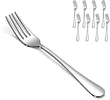 Dessert Forks Set of 8, 6.7 Inch Stainless Steel Salad Forks, Small Appetizer Fruit Forks for Party, Wedding, Bistro, Tasting - Mirror Polished Silverware, Sturdy & Dishwasher Safe