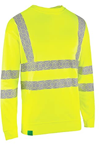 Beeswift Envirowear Saturn Yellow Hi-Vis Sweatshirt Unisex Reflective Sustainable Circular Process Safety PPE Workwear - 2X-Large