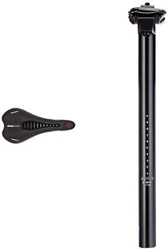 Büchel WITTKOP Fahrradsattel mit innovativem 5 Zonen Medicus Konzept und orthopädischer Memory Foam Polsterung I bequemer Fahrrad Sattel I MTB, Trekking, City & Fischer Sattelstütze, Schwarz, Uni