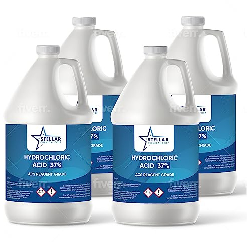 Hydrochloric Acid 37% Solution, ACS Reagent Grade- 4 Gallons