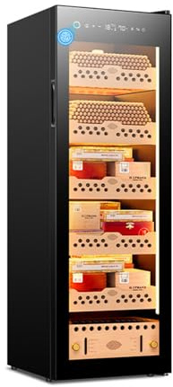 Electric Cigar Humidor 138L with Cooling & Heating Humidity Control Quiet Electric Humidor for 1000 Cigars Cabinet Humidor with Spanish Cedar Wood Drawers for Men
