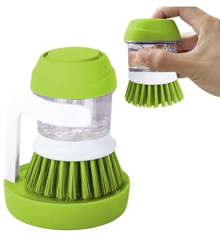 Cepillo para Fregar Platos, Cepillo Lavaplatos con Dispensador de Jabón y Soporte, Cepillo para Limpieza de Platos, Libre de BPA y Tóxina Rellenable de Jabón