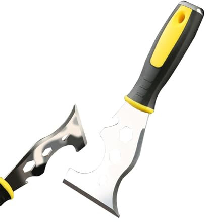 Sollee Raschietto per stucco, spatola per cartongesso in metallo - Spatola antiscivolo in acciaio inossidabile antiscivolo - Raschietto ergonomico multiuso, strumento per pittori per giuntare, pulire,