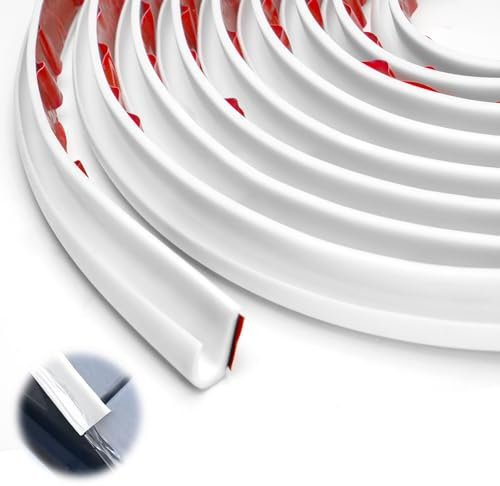 Canalón de Lluvia en Forma de J, Canalón para Camper, Canalones de Lluvia Negro 5 Metros, Autoadhesiva para Lluvia en Autocaravanas Redirección de Lluvia en Techos y Puertas, Blanco