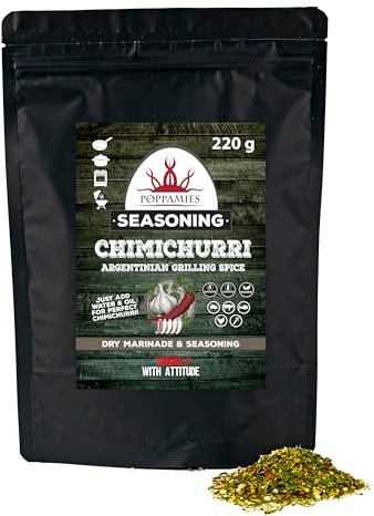 Poppamies Chimichurri BBQ Rub – Torr marinad och BBQ-krydda. Perfekt för fisk, grönsaker, kyckling, fläsk och nötkött – Stor förpackning 220g