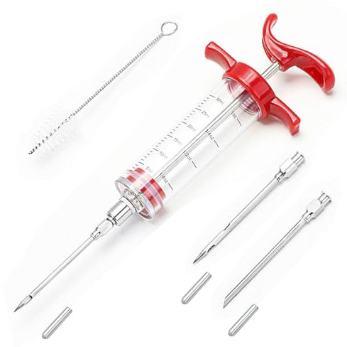 Kit de jeringa de inyección de carne de plástico, inyector de adobo de 30 ml para carnes jugosas, barbacoas, asados y alimentos a la parrilla, perfecto para infusión de sabor y ablandamiento
