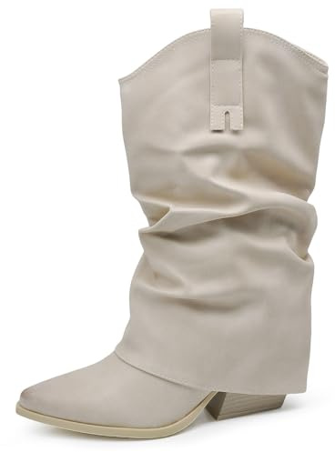 IF Fashion Scarpe Stivaletti Arricciati Da Donna Con Ghetta Risvolto G695 beige N.39