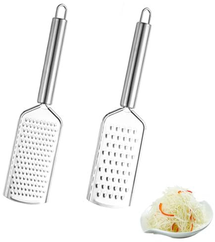 2 Pcs Cheese Grater,Handheld Graters for Kitchen,Lemon Zester,Flat Graters Small,Mini Zester Grater with Handle and Razor-Sharp Stainless Steel Blade,for Vegetables,Potato,Garlic,Ginger,Coconut etc