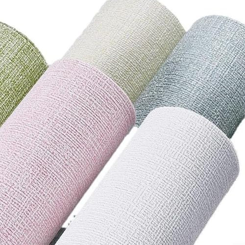 Fauhapyway Rollo de papel tapiz autoadhesivo de espuma 3D de lino, impermeable, para sala de estar, dormitorio, cocina, decoración del hogar, 50 cm x 10 m (blanco)