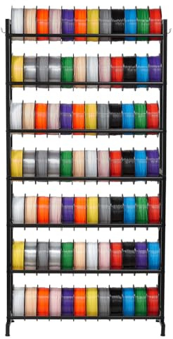 VEVOR Filament Lagerregal für 3D-Drucker, 7 Ebenen, Filamentspulenhalter, 840 x 320 x 1650 mm, Tragkraft 54,4 kg pro Ebene, 3D-Druckerzubehör für 3D-Druckstudio, Werkstatt, Schwarz