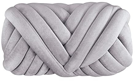Filato Grosso per Borse,Chunky Yarn Tubo Filato Grosso Gigante For Uncinetto 250G Lare Maglieria Morbido Ingombrante Fare Tappeti Cappelli Lancio Sciarpa Cuccia Animali Domestici(Light Gray)
