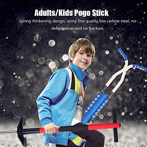 SUNGOOYUE Blue+White Pogo Stick per Bambini, Adulti, Principianti, con Manici Antisciplinati Facili, Adatti Ai Giocattoli da Esterno per Bambini, Adolescenti per Ragazzi (Black)