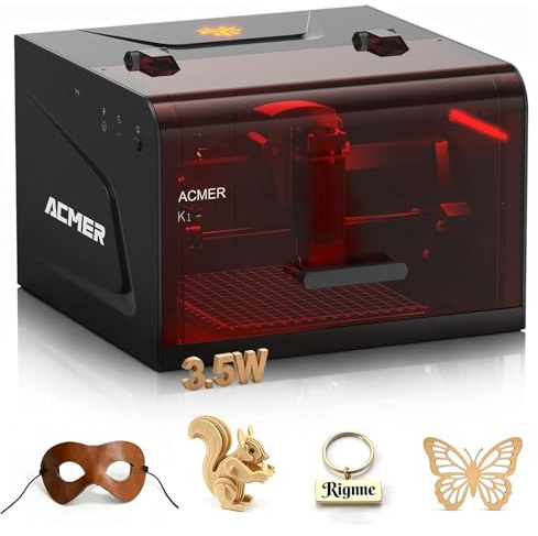ACMER K1 Machine a Graver Laser 3500mW, Classe 1 Petit Graveur Laser Fermé de Sécurité, Surface de Gravure 150×150mm,Précision 0,01mm Découpe Laser de Haute Précision pour Bois, Métal,Cuir,Verre, etc